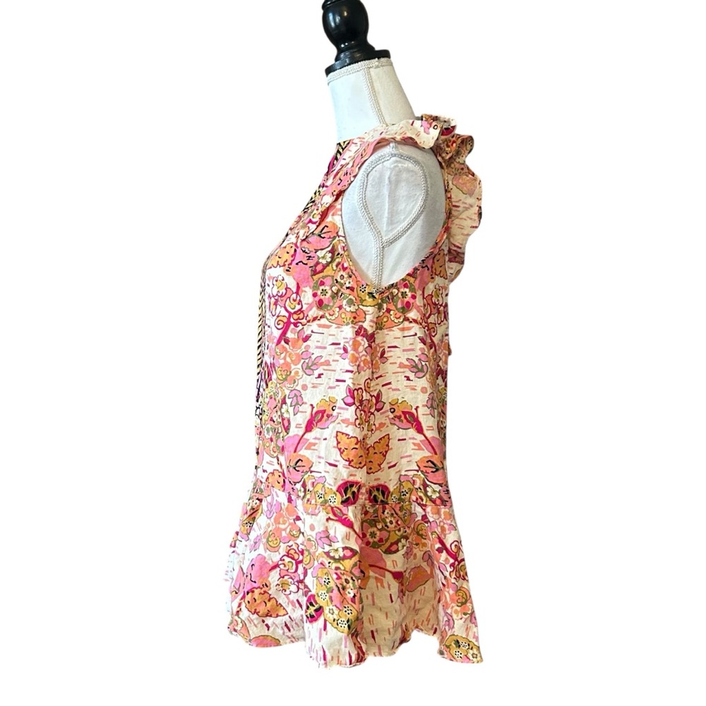 Free People Summer In Tulum Print Boho Beach Top‎ Women’s SZ Small Floral Print - Picture 4 of 8